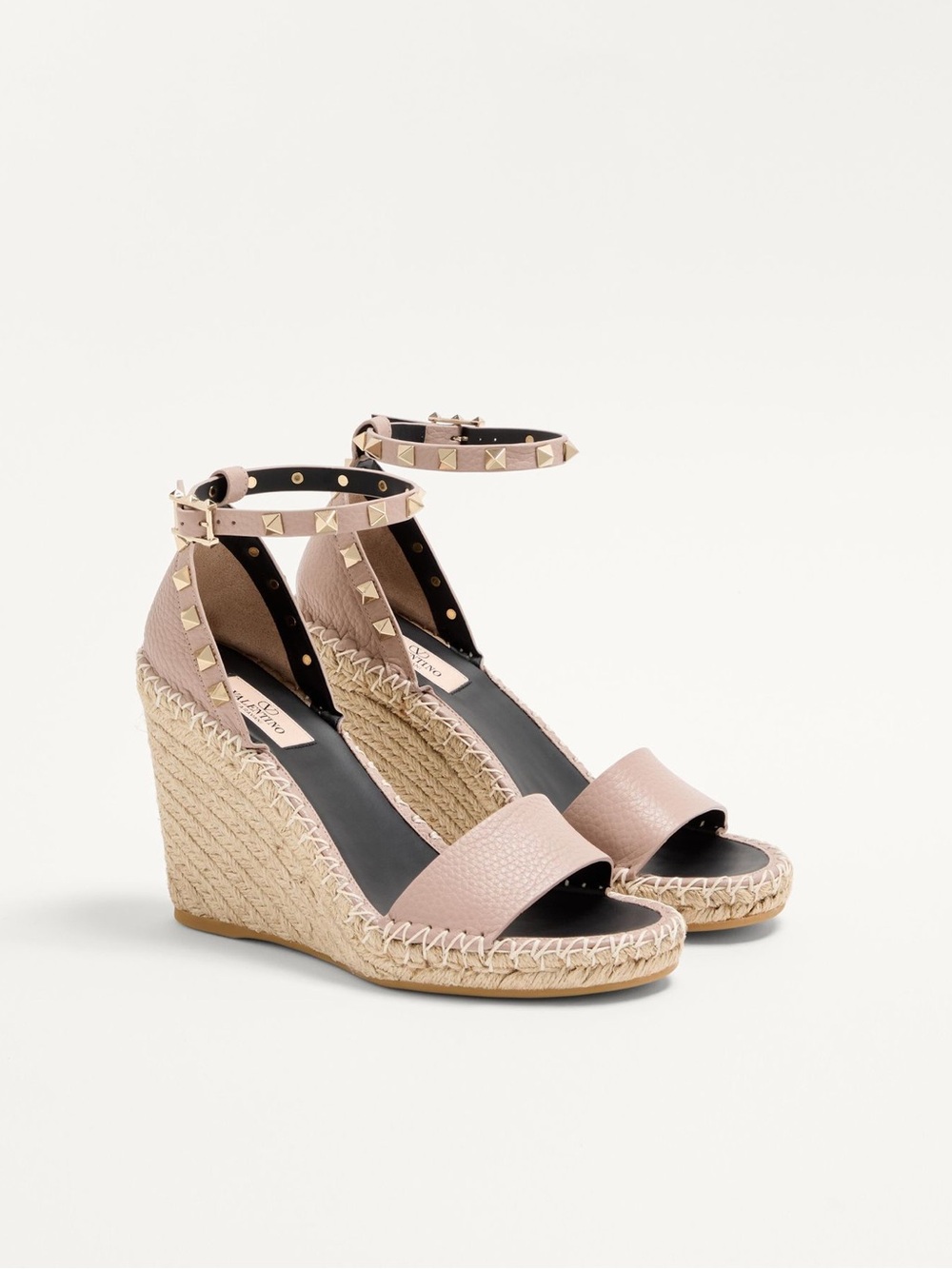 NWT Valentino Garavani Rockstud Espadrille Wedge Sandals Size 37